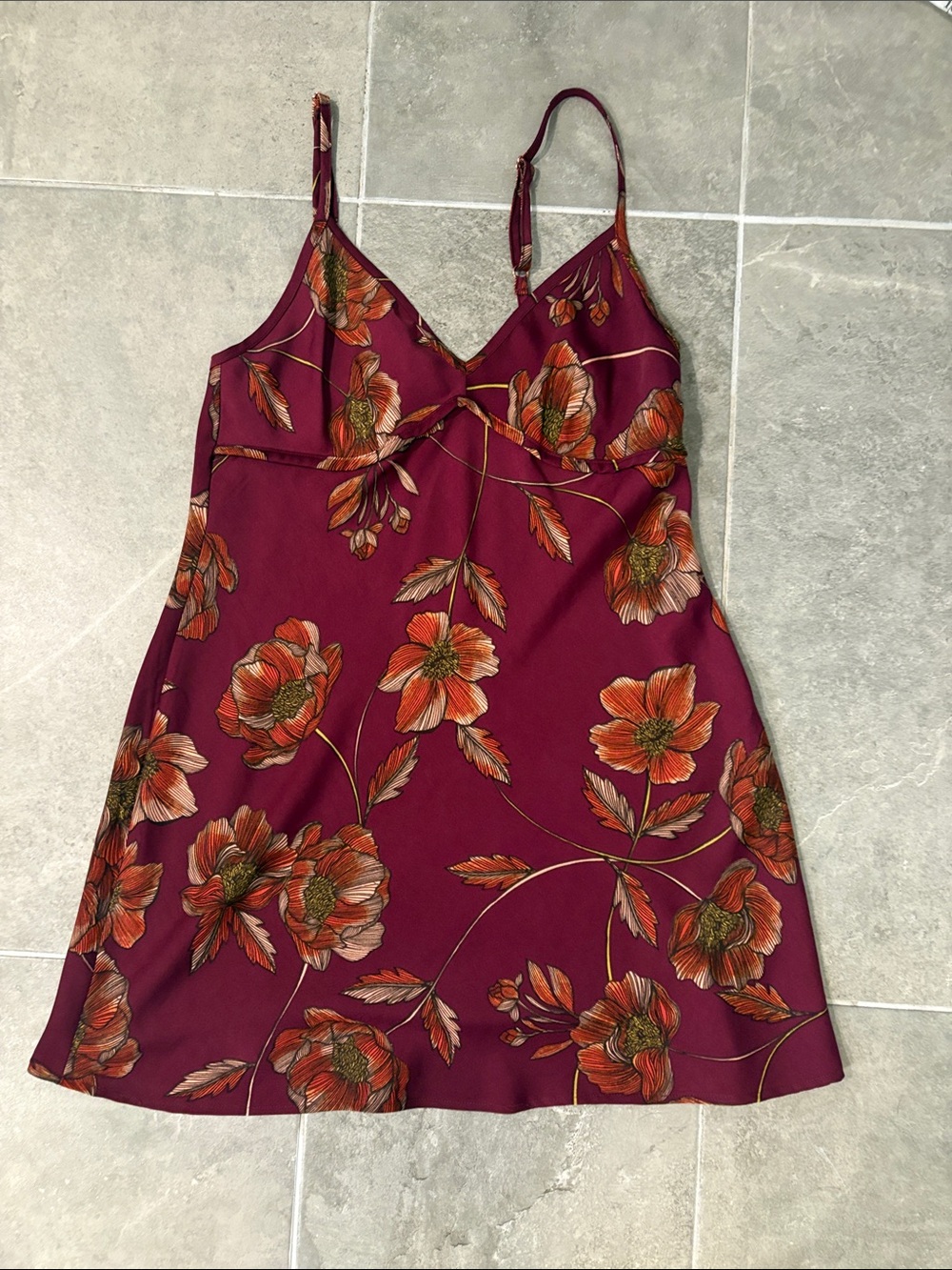 Floral Slip Dress in Deep Berry